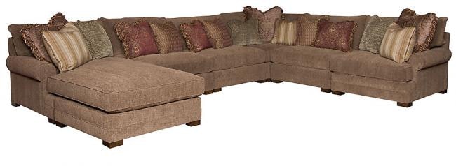 King Hickory Casbah Left Arm Facing Floating Chaise With Track Arm, Loose Knife Edge Back, Turned Leg, And Leather 1186-TKT-L