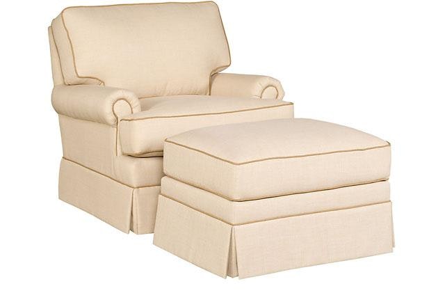 King Hickory Kelly Fabric Chair With Panel Arm, Box Attached Back, Modern Leg, And Fabric 1201-PBM-F