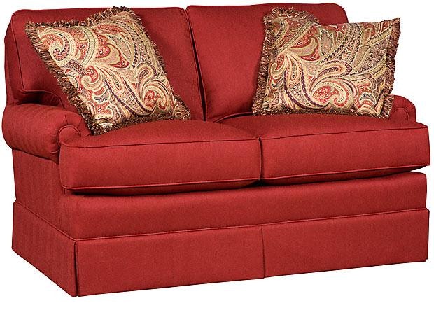 King Hickory Kelly Fabric Sofa With Sock Arm, Box Attached Back, Turned Leg, And Leather 1220-SBT-L