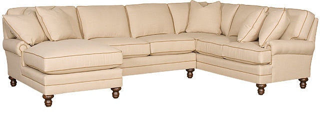 King Hickory Kelly Left Arm Facing One Arm Chaise With Panel Arm, Box Attached Back, Modern Leg, And Fabric 1282-PBM-F