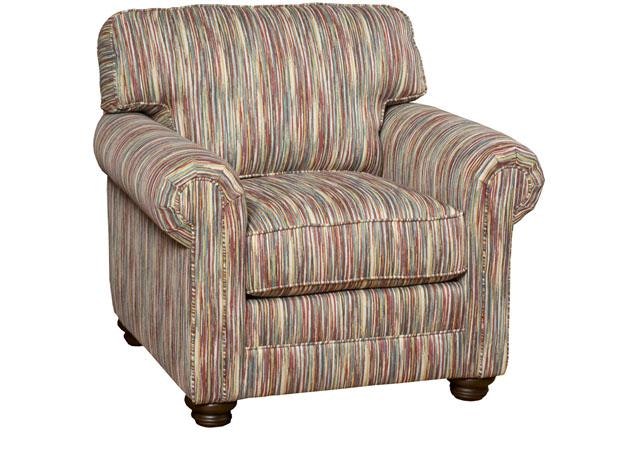 King Hickory Bentley Fabric Chair With Track Arm, Attached Back, Bun Foot, And Leather 4401-TAB-L