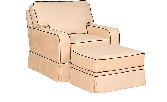 King Hickory Bentley Swivel Chair With Panel Arm, Attached Back, Bun Foot, And Fabric 4401S-PAB-F