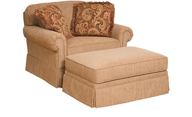 King Hickory Bentley Fabric Chair And Half With Sock Arm, Loose Back, Bun Foot, And Fabric 4455-SBB-F