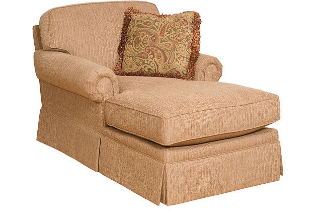 King Hickory Bentley Chaise With Panel Arm, Attached Back, Bun Foot, And Fabric 4460-PAB-F