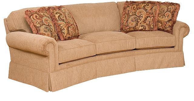 King Hickory Bentley Fabric Conversation Sofa With Panel Arm, Attached Back, Bun Foot, And Leather 4465-PAB-L