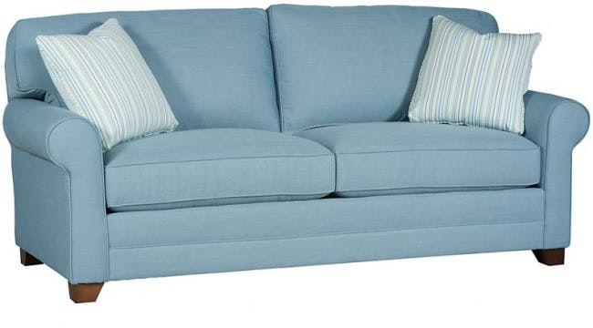 King Hickory Bentley Sofa With Panel Arm, Attached Back, Bun Foot, And Leather 4485-PAB-L