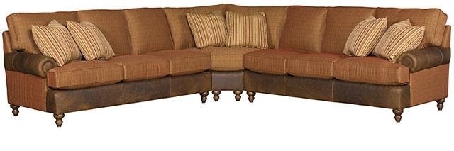 King Hickory Chatham Left Arm Facing One Arm Sofa With Sock Arm, Loose Back, Skirt, And Leather/Fabric 5952-SBS-LF