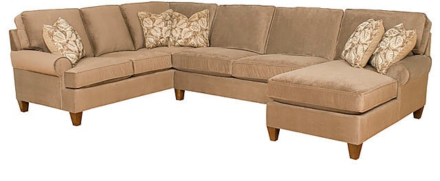 King Hickory Chatham Left Arm Facing Corner Sofa With English Arm, Attached Back, Modern Leg, And Fabric 5962-EAM-F