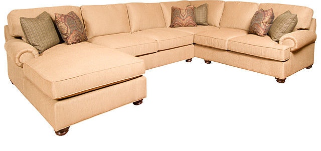 King Hickory Henson Left Arm Facing One Arm Chaise With English Arm, Attached Back, Modern Leg, And Leather 6082-EAM-L