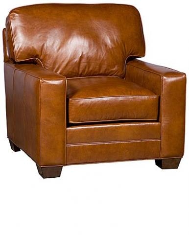 King Hickory Winston Leather Chair With Panel Arm, Attached Back, Modern Leg, And Fabric 7401-PAM-F