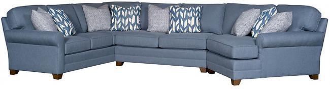 King Hickory Winston Left Arm Facing Corner Sofa With Panel Arm, Attached Back, Modern Leg, And Fabric 7462-PAM-F