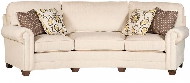 King Hickory Winston Conversation Sofa With Panel Arm, Attached Back, Turned Leg, And Leather 7465-PAT-L