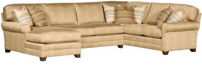 King Hickory Winston Right Arm Facing Corner Sofa With Sock Arm, Loose Back, Modern Leg, And Fabric 7463-SBM-F