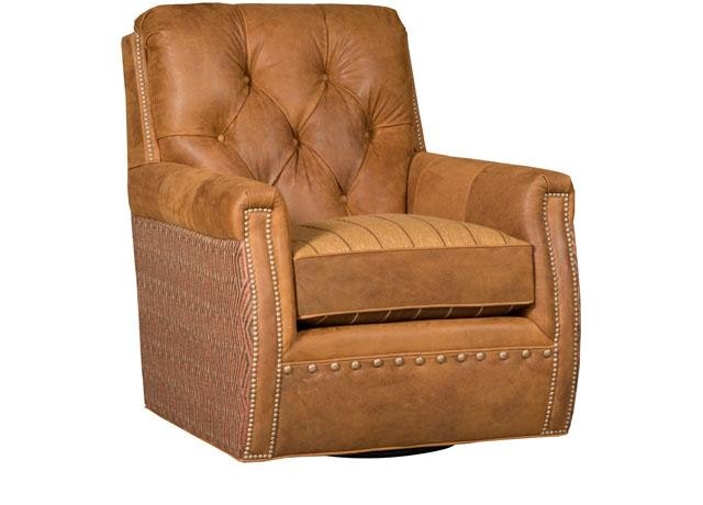 King Hickory Wyatt Leather/Fabric Swivel Chair C34-01-SLF