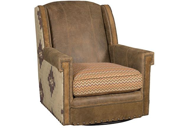 King Hickory Mustang Leather/Fabric Swivel Chair C44-01-SLF