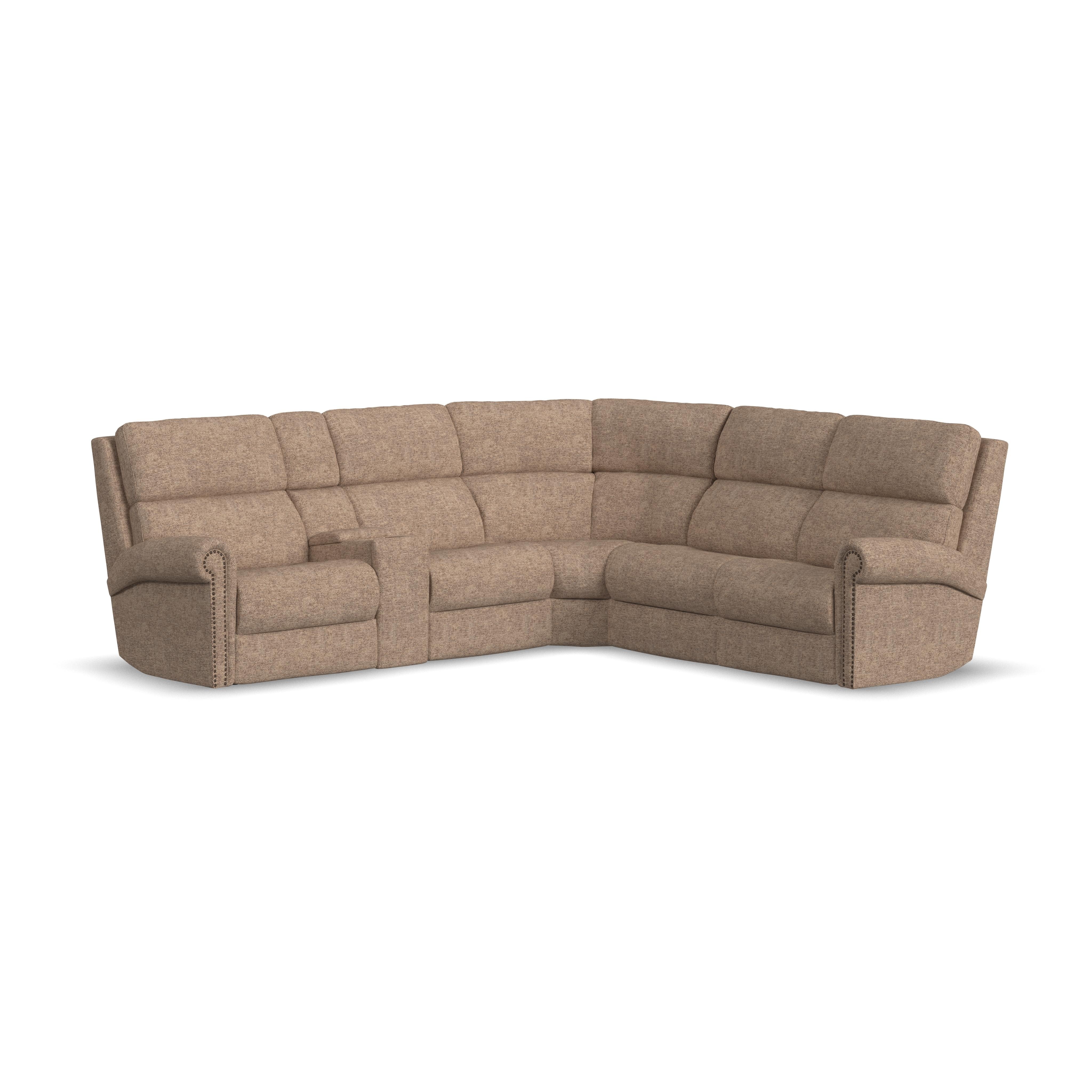 Flexsteel Power Reclining Sectional with Power Headrest and Lumbar 2871-SECTL