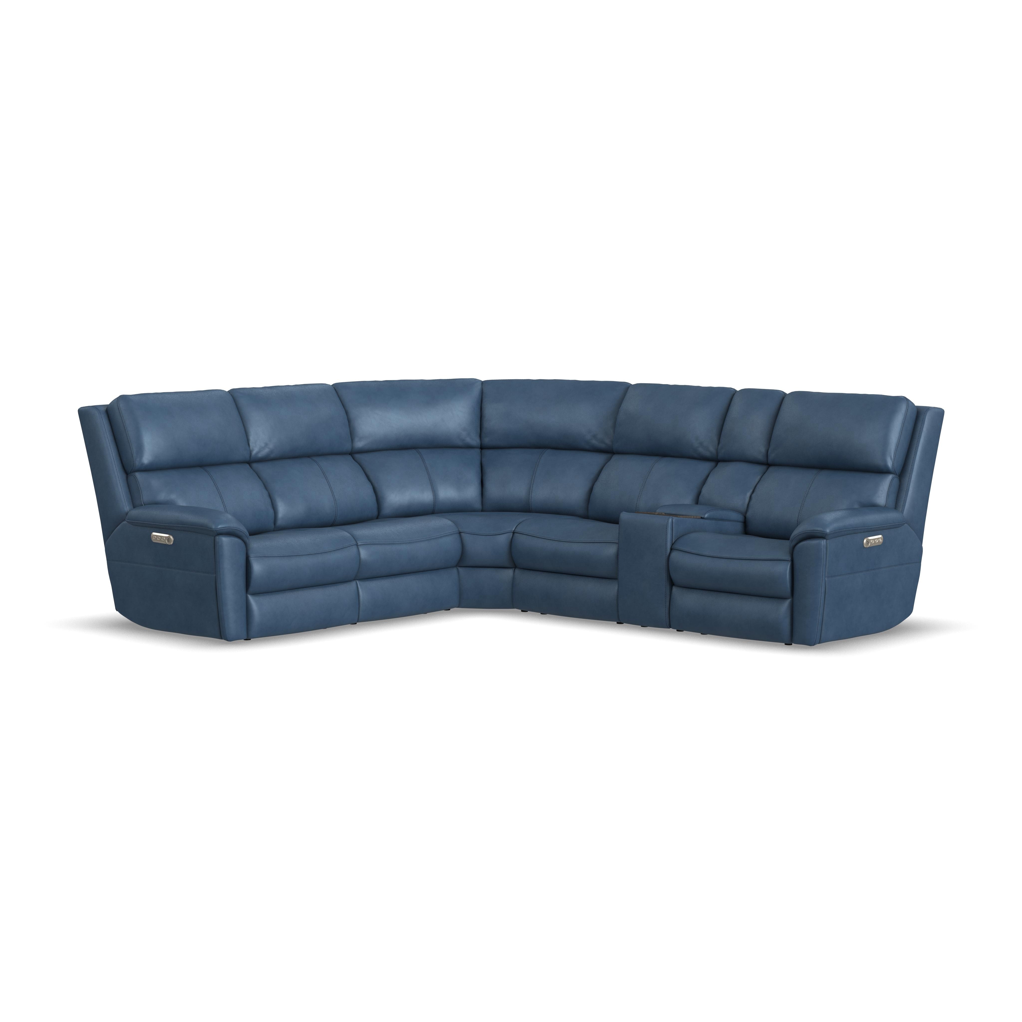 Flexsteel Power Reclining Sectional with Power Headrest and Lumbar B3865-SECT