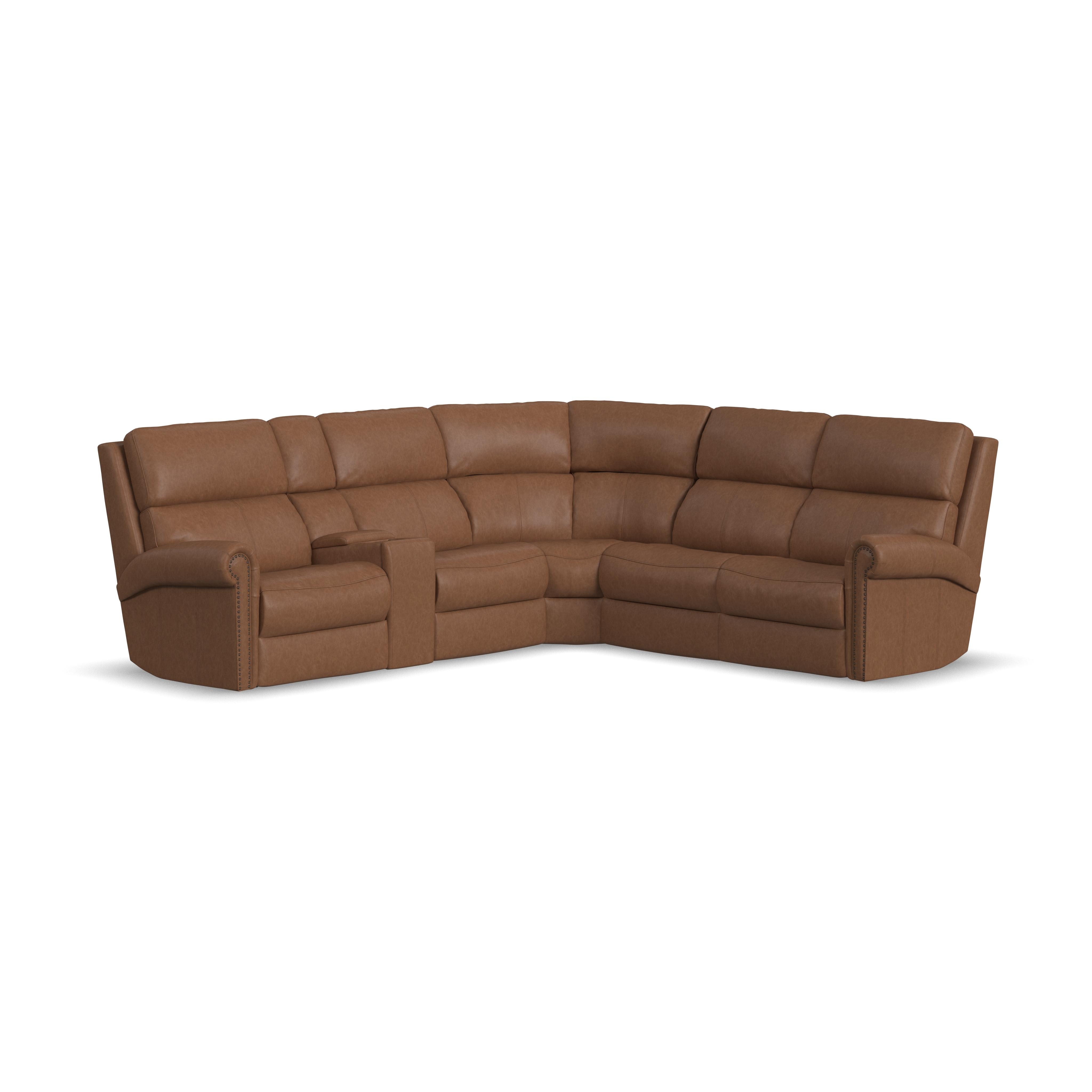 Flexsteel Power Reclining Sectional with Power Headrest and Lumbar B3871-SECTL