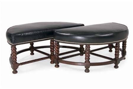 Laine Leather Half Round Ottoman L9997