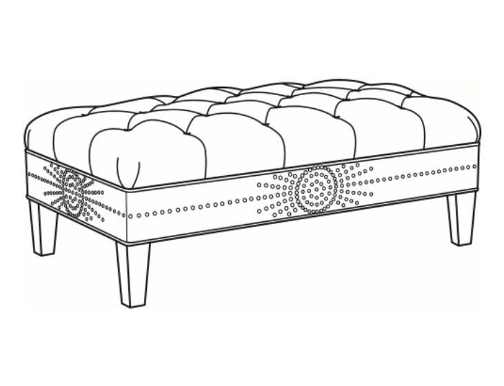Laine Ottoman With Starburst Nails L86-07N