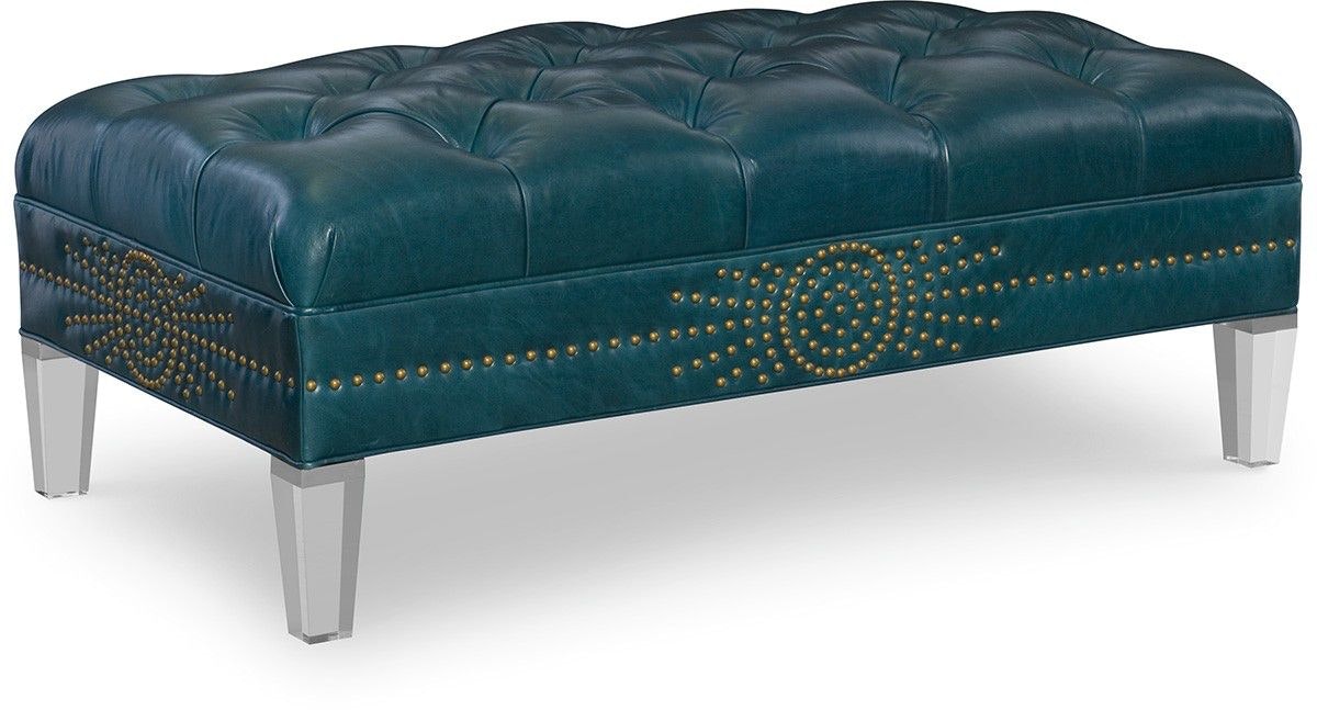 Laine Leather Ottoman With Acrylic Legs L87-07N