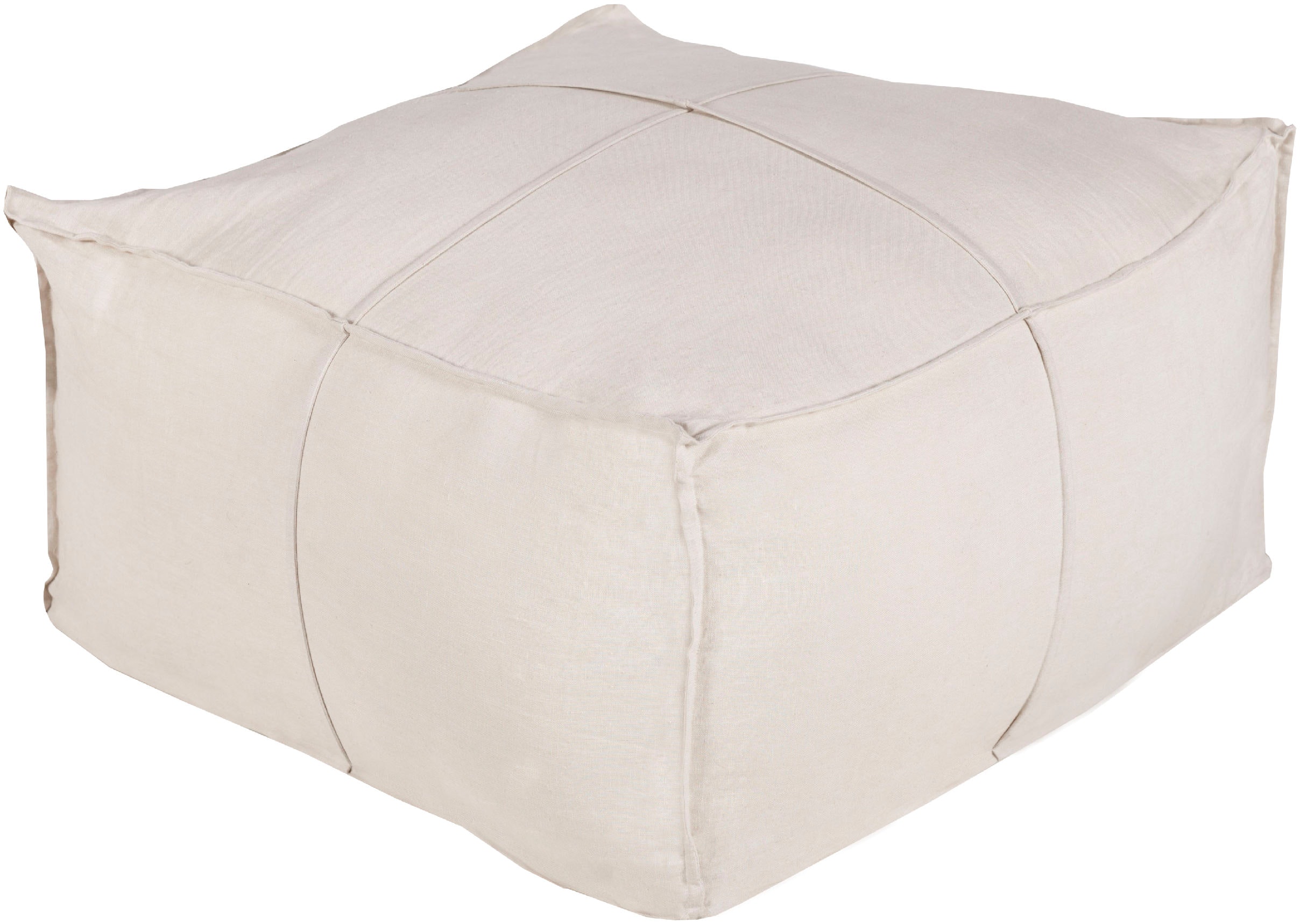 Surya Solid Linen 24 x 24 x 13 Pouf SLPH-001