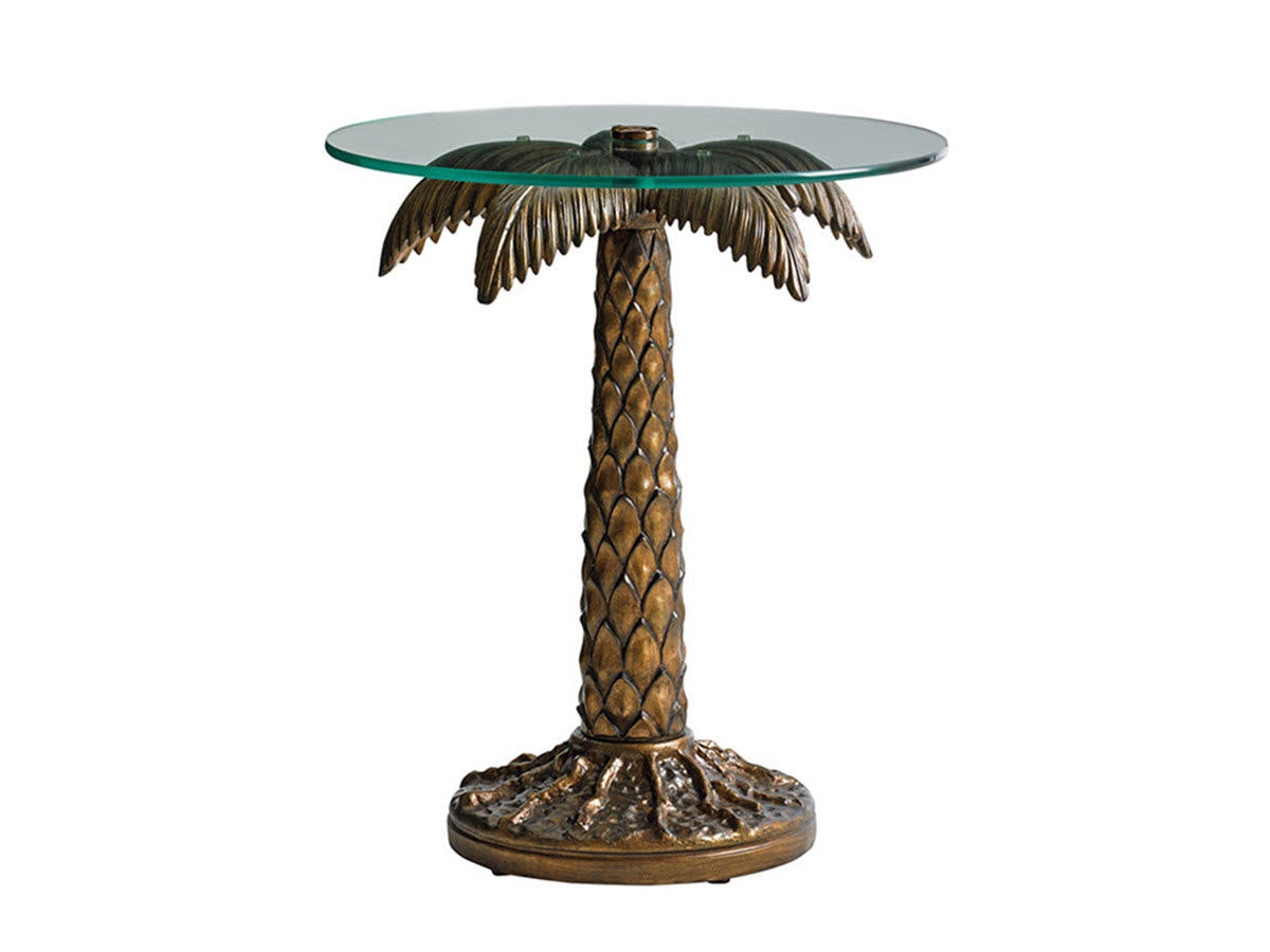 Tommy Bahama Outdoor Living Palm Tree Table with Tempered Glass Top 3100-204