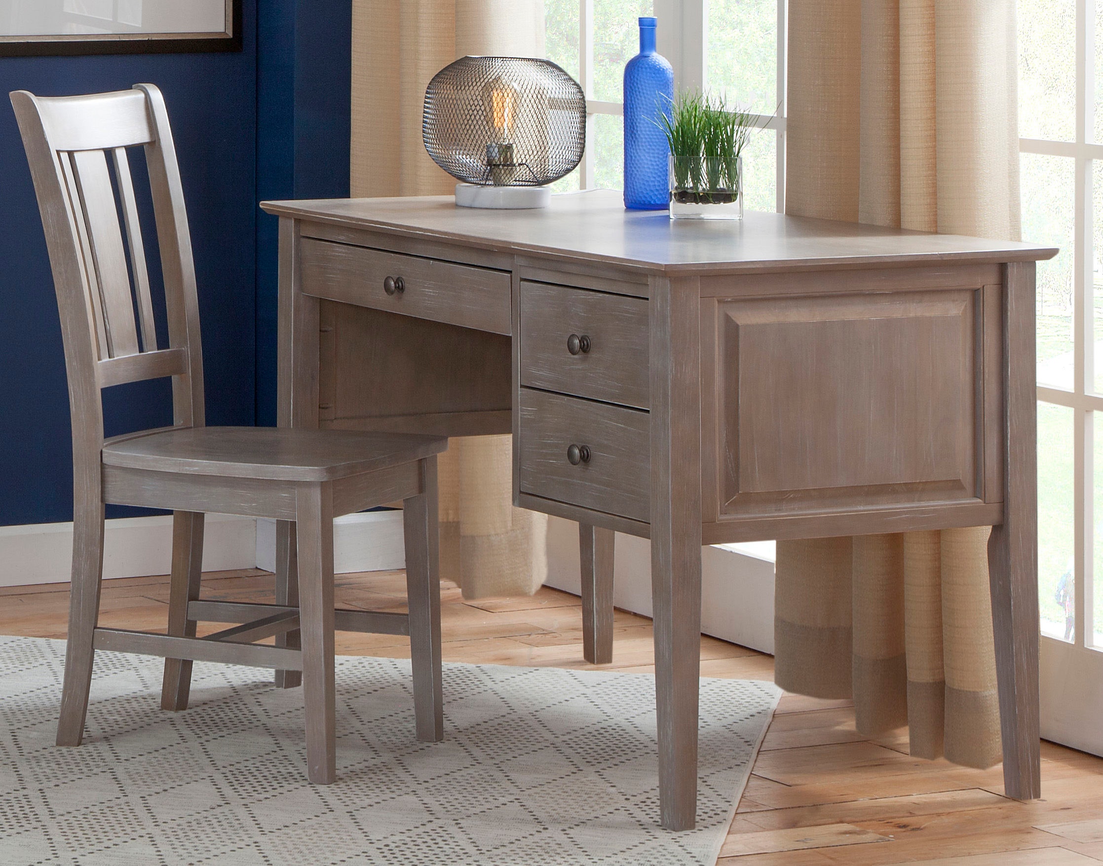 John Thomas 2-Drw Lancaster Executive Shaker Desk in Taupe Gray OF09-59