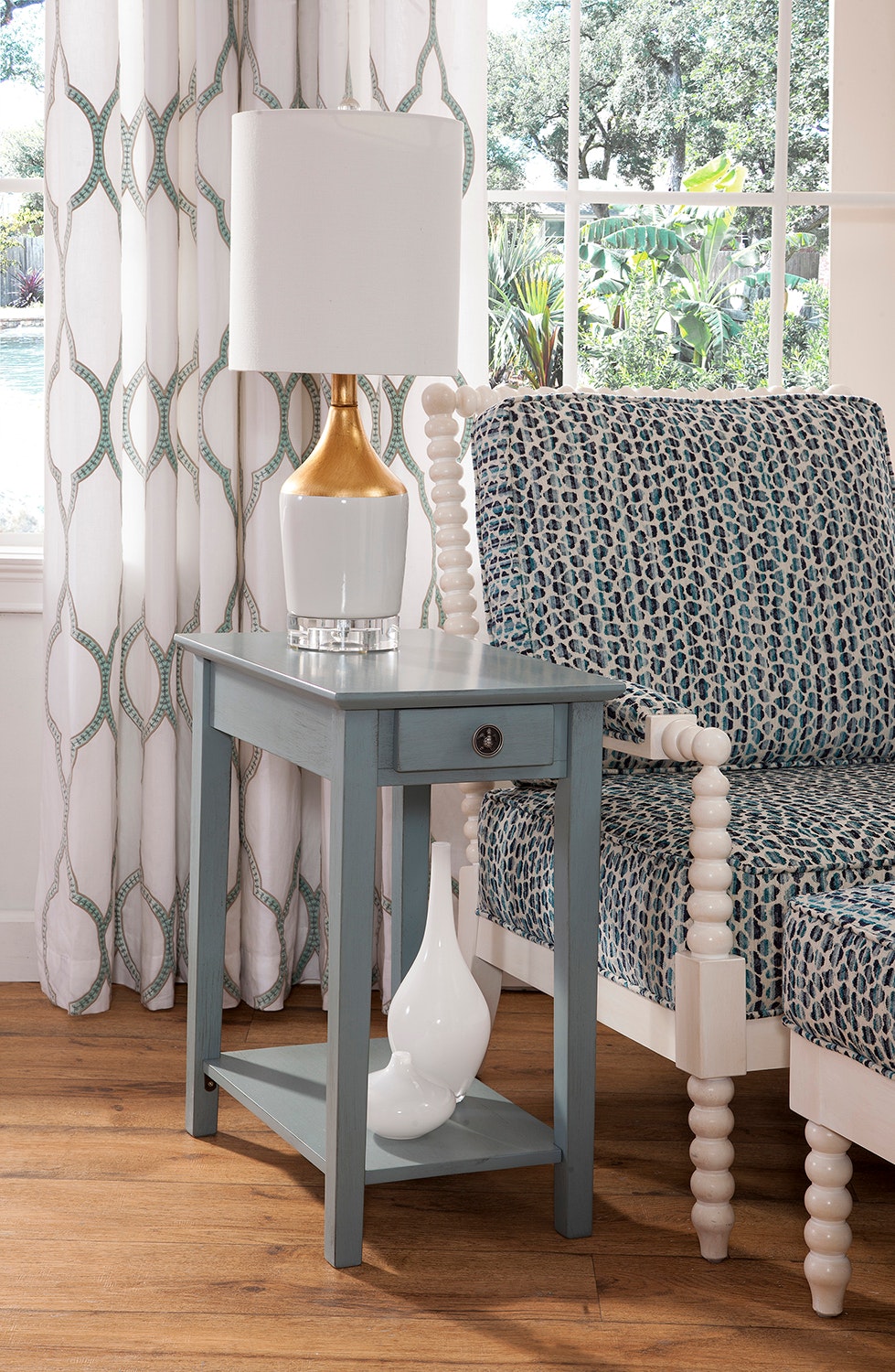 John Thomas Narrow End Table in Ocean Blue OT32-2214