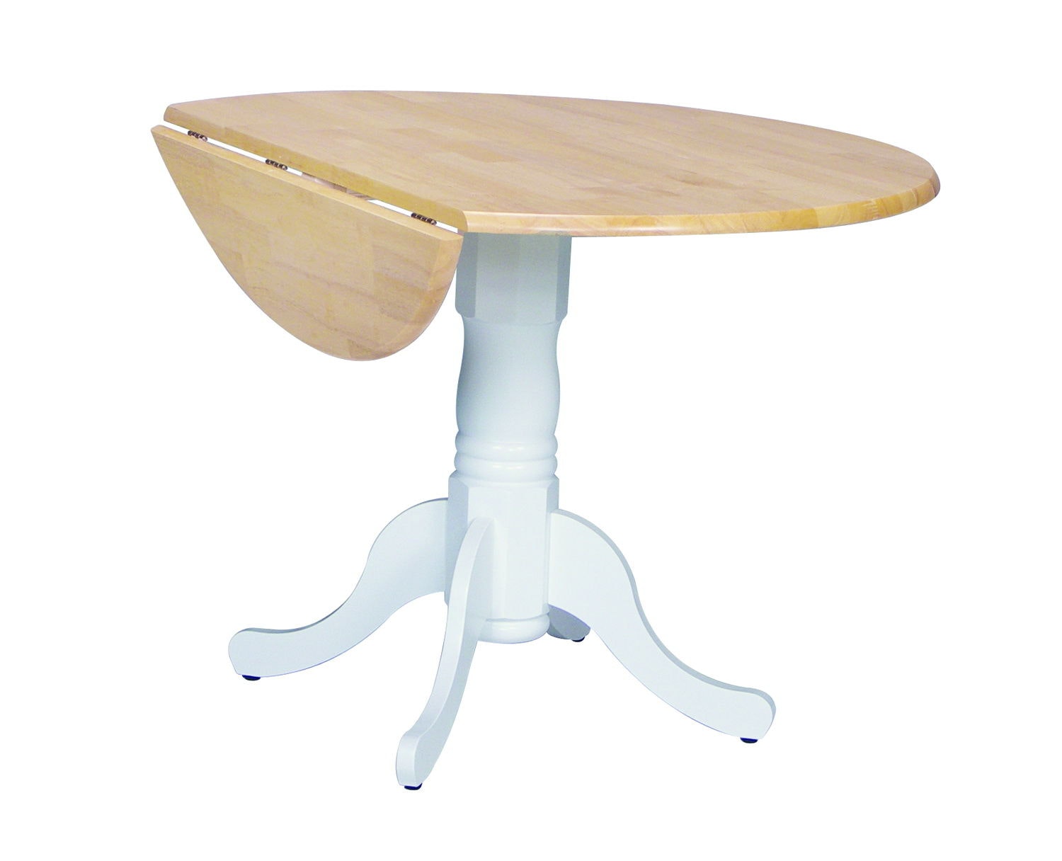 John Thomas Round Dropleaf Pedestal Table in White & Natural T02-42DP