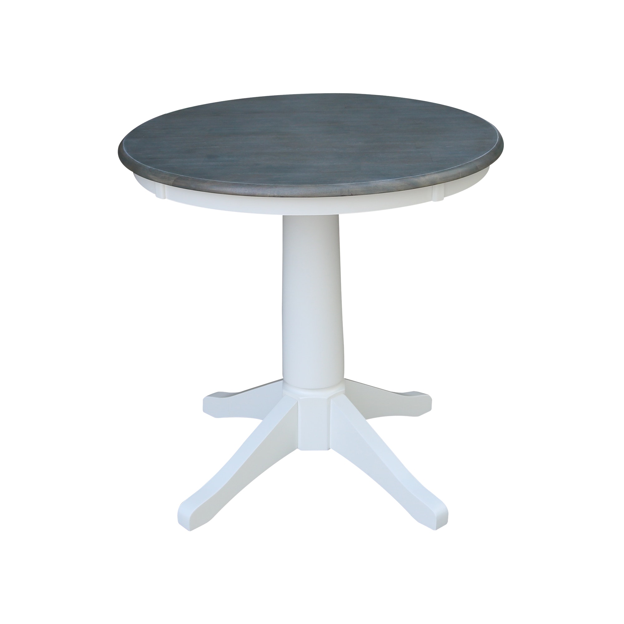 John Thomas 30" Pedestal Table in Heather Gray/ White T05-30RT / T05-27B