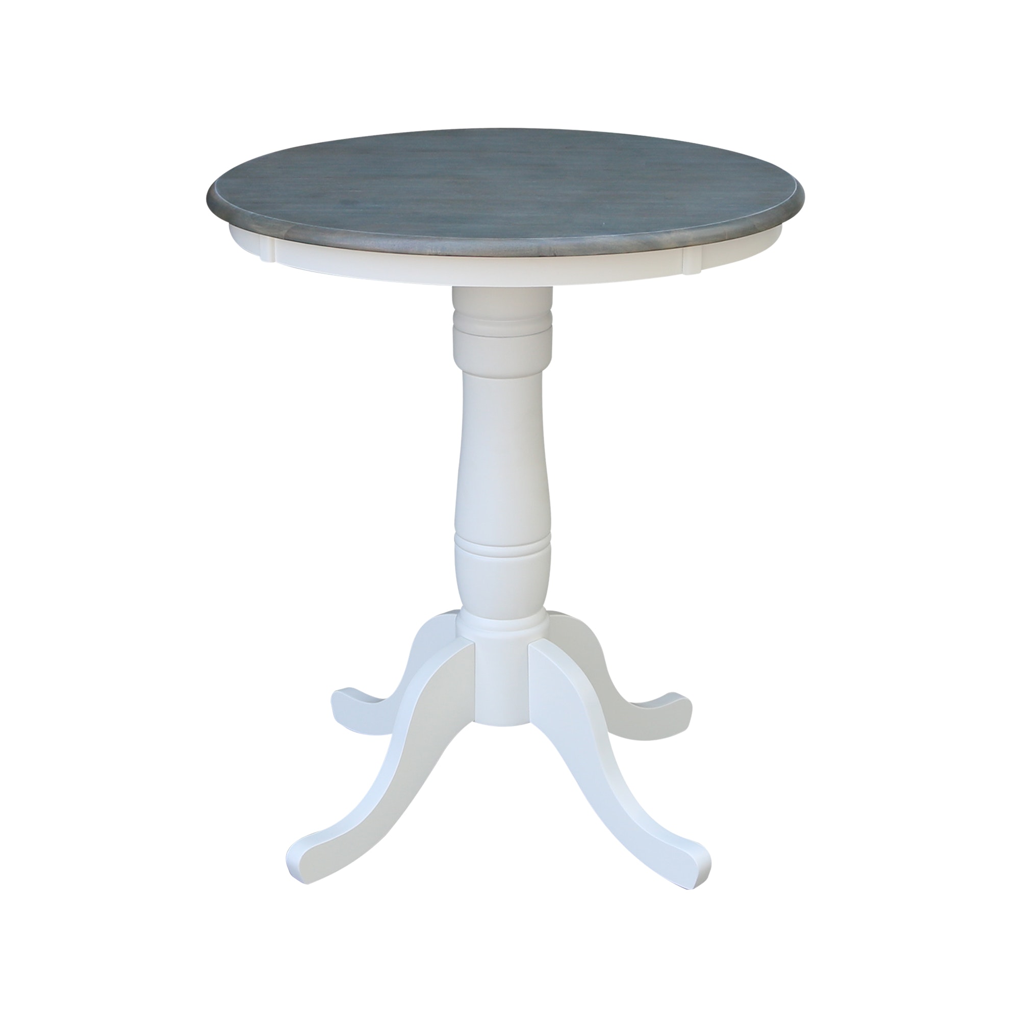 John Thomas 30" Pedestal Table in Heather Gray/ White T05-30RT/T08-30B/T08-6B