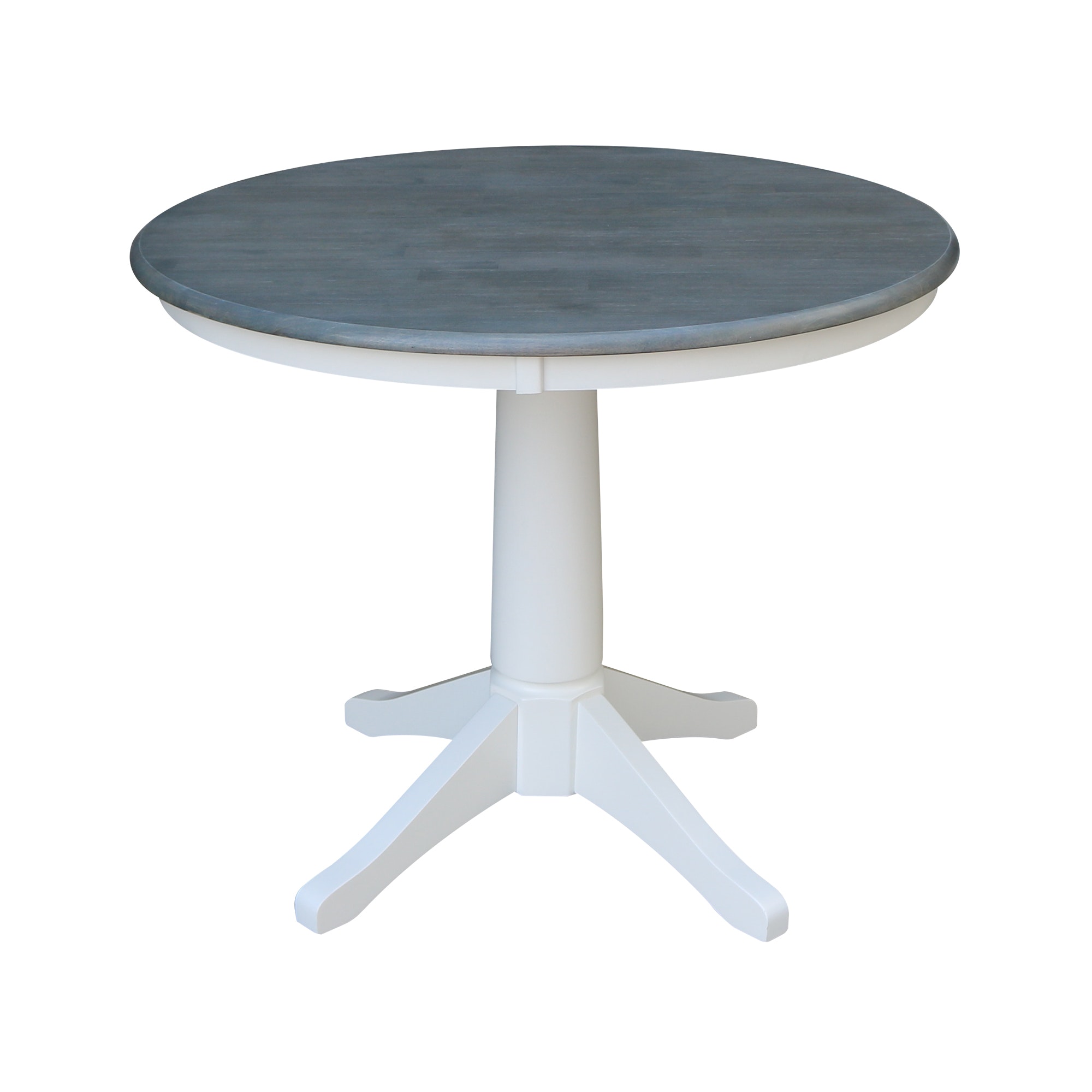 John Thomas 36" Pedestal Table in Heather Gray / White T05-36RT/T08-27B
