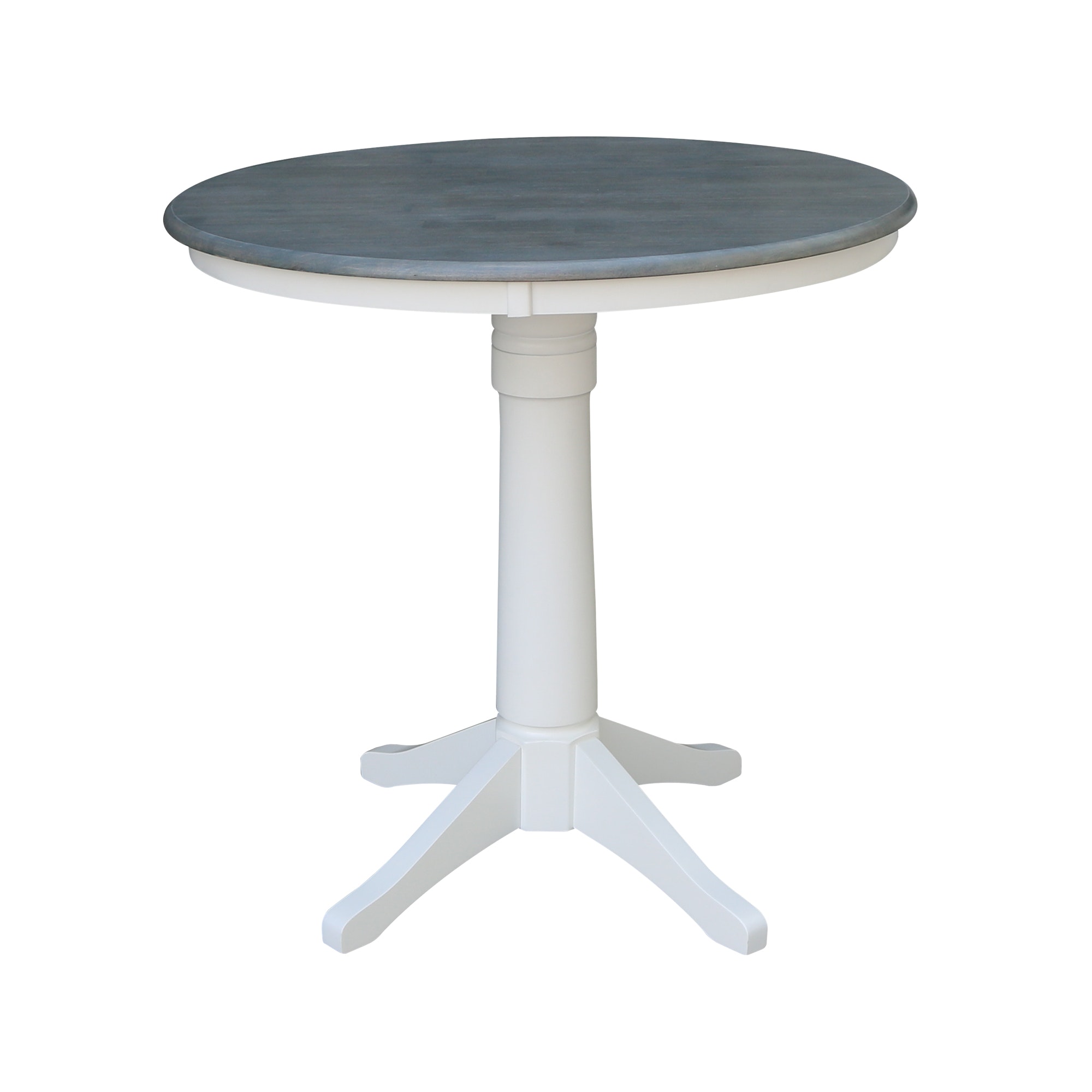 John Thomas 36" Pedestal Table in Heather Gray / White T05-36RT/T08-27B/T08-6B