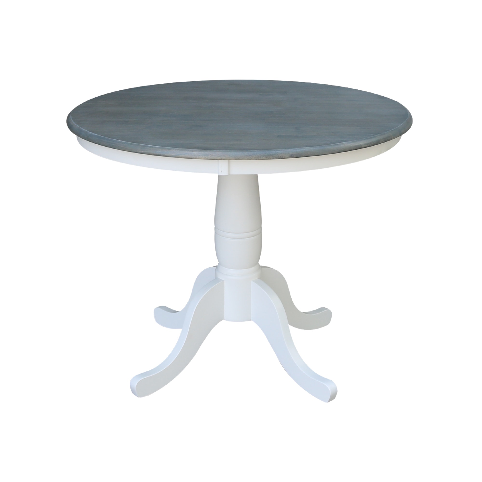 John Thomas 36" Pedestal Table in Heather Gray / White T05-36RT/T08-30B