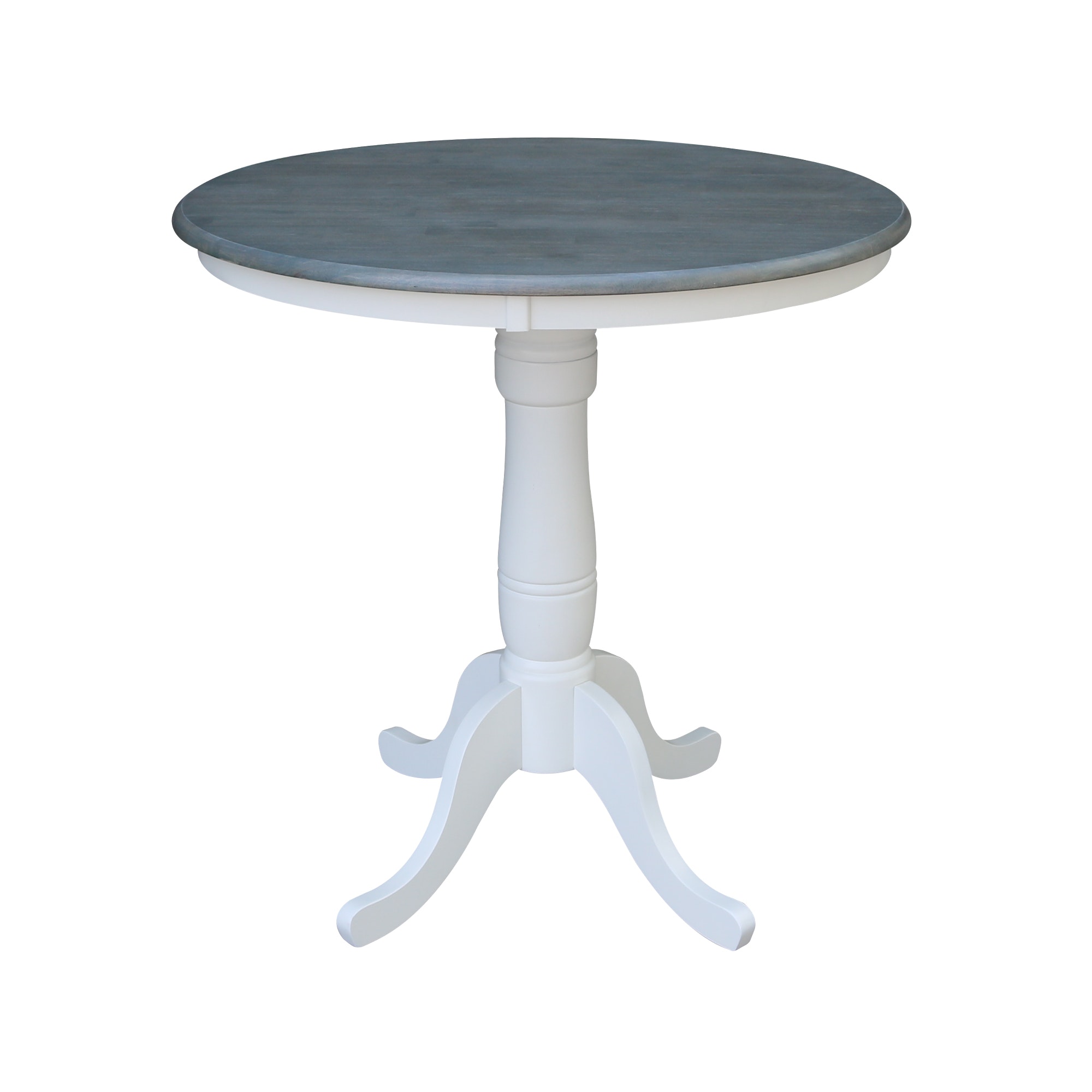 John Thomas 36" Pedestal Table in Heather Gray / White T05-36RT/T08-30B/T08-6B