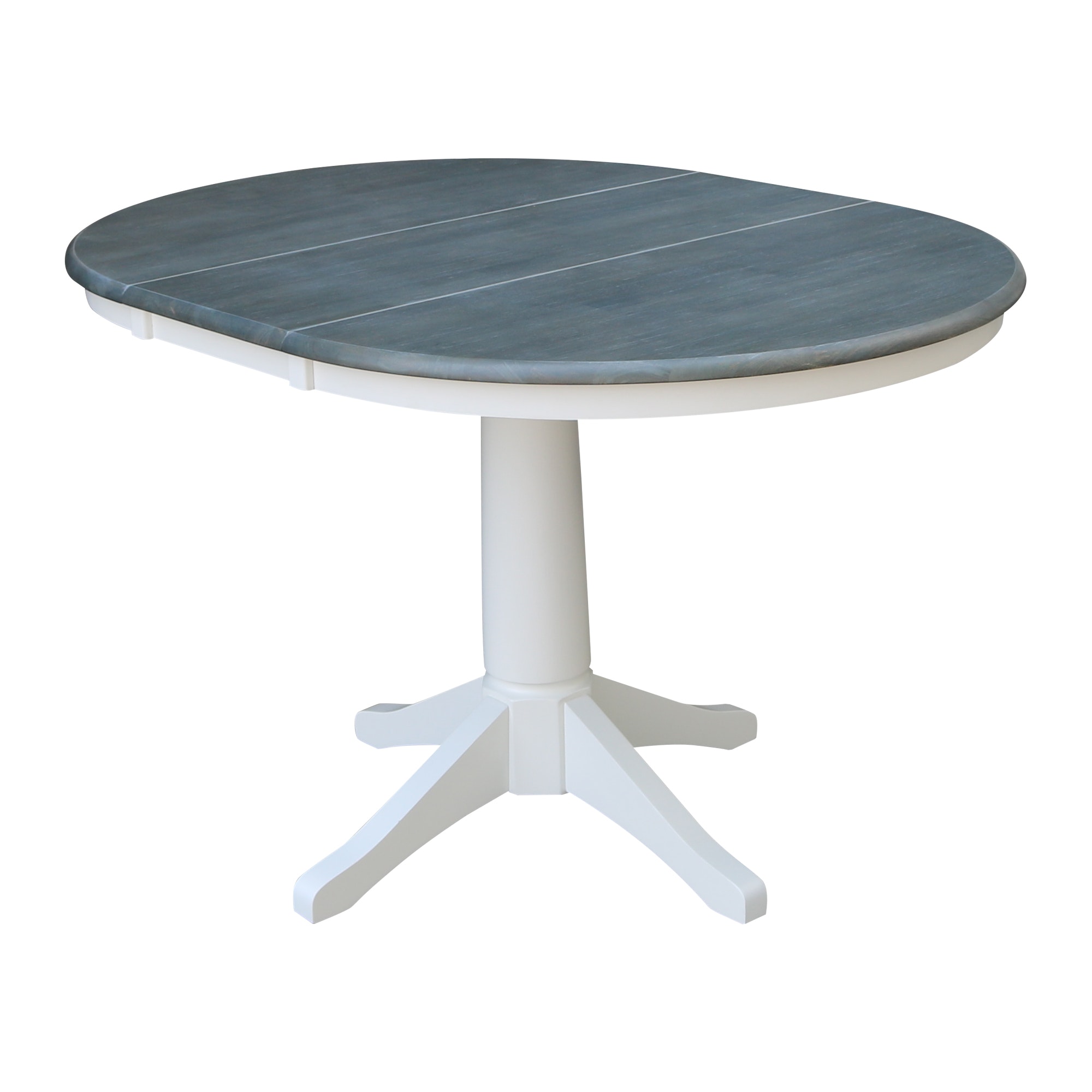 John Thomas Round Extension Table in Heather Gray/ White T05-36RXT/T05-27B