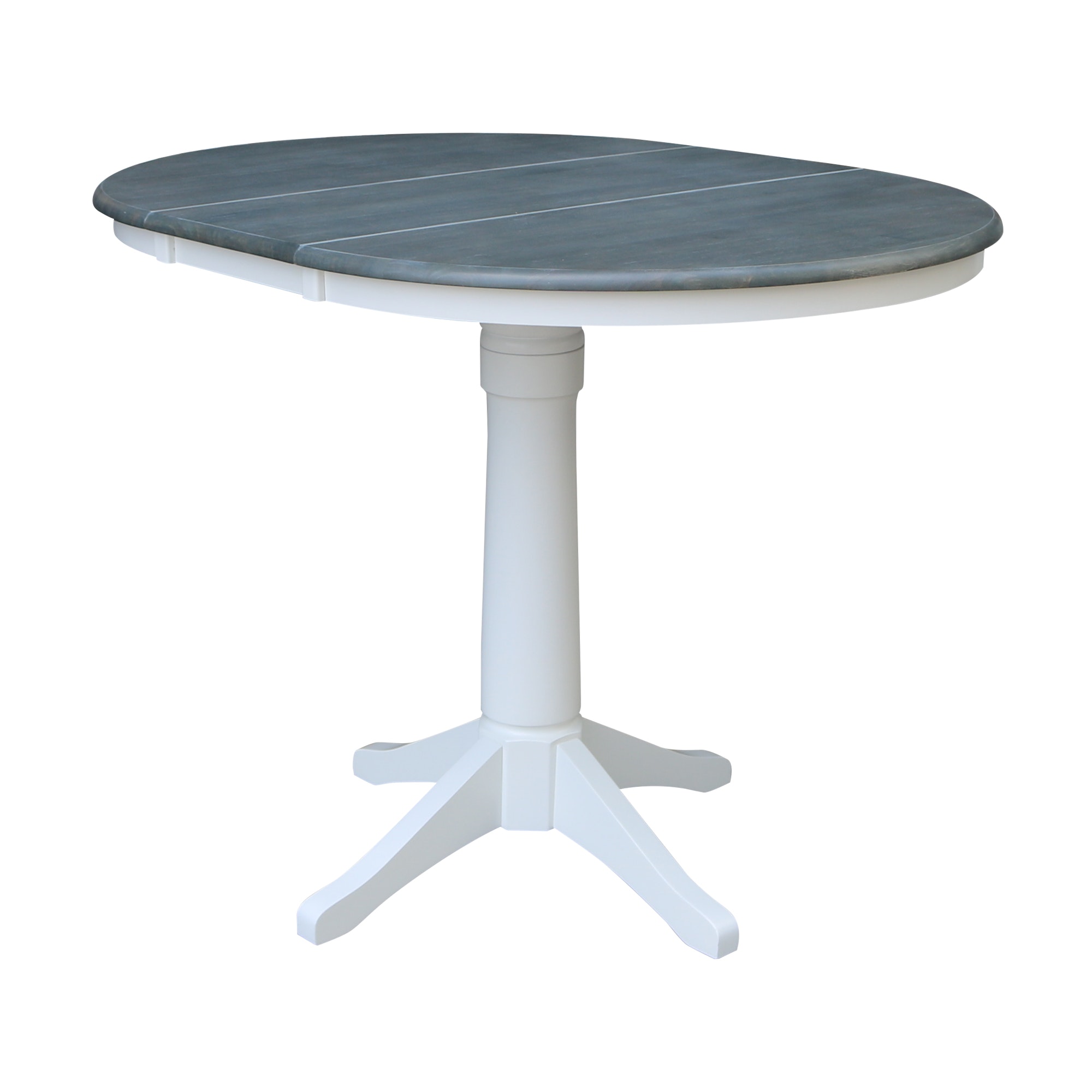 John Thomas Round Extension Table in Heather Gray/ White T05-36RXT/T05-27B/T05-6B.jpg
