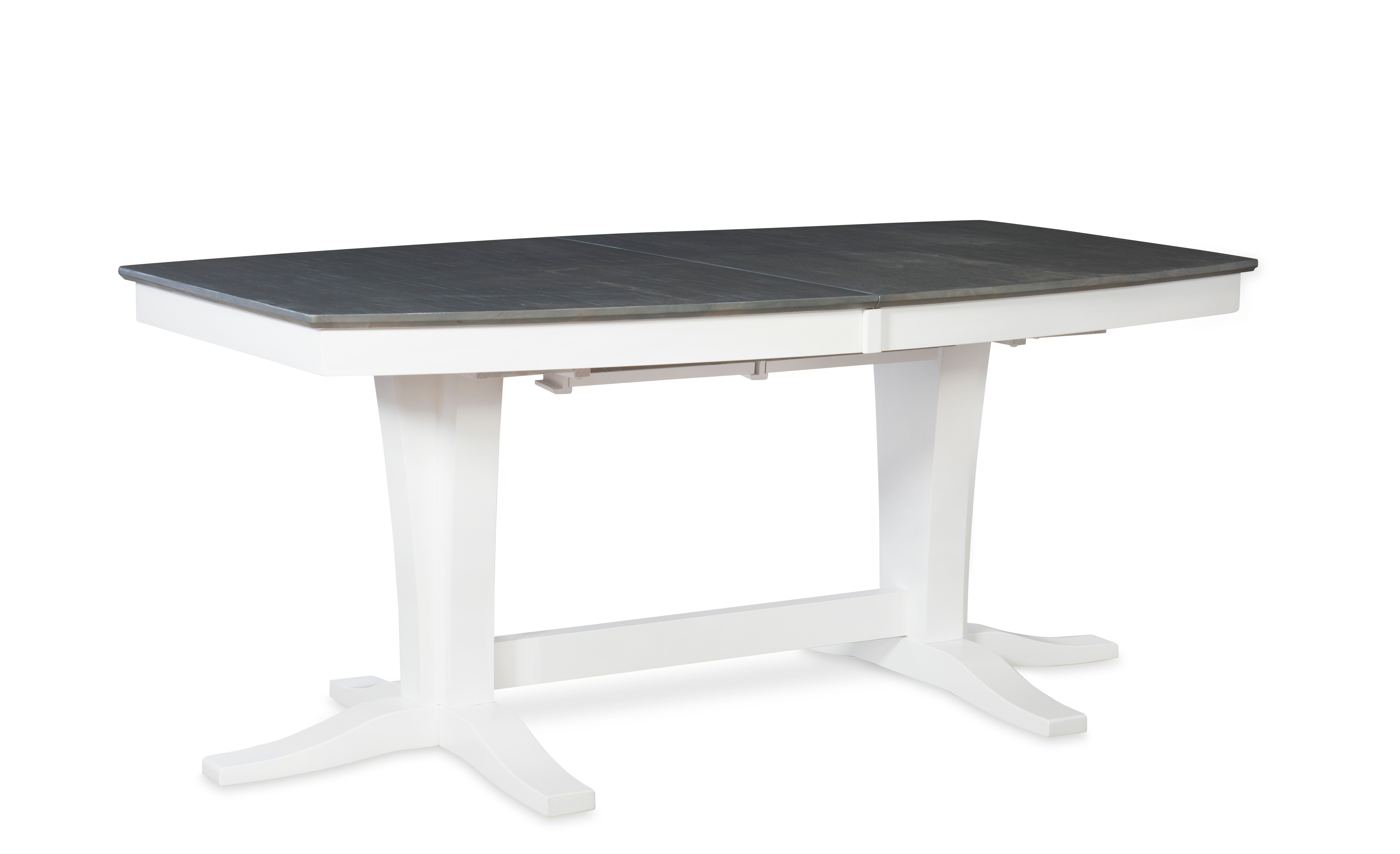 John Thomas Milano Double Pedestal Extension Table in Heather Gray & White T05-4096XXT / T08-4096XXB