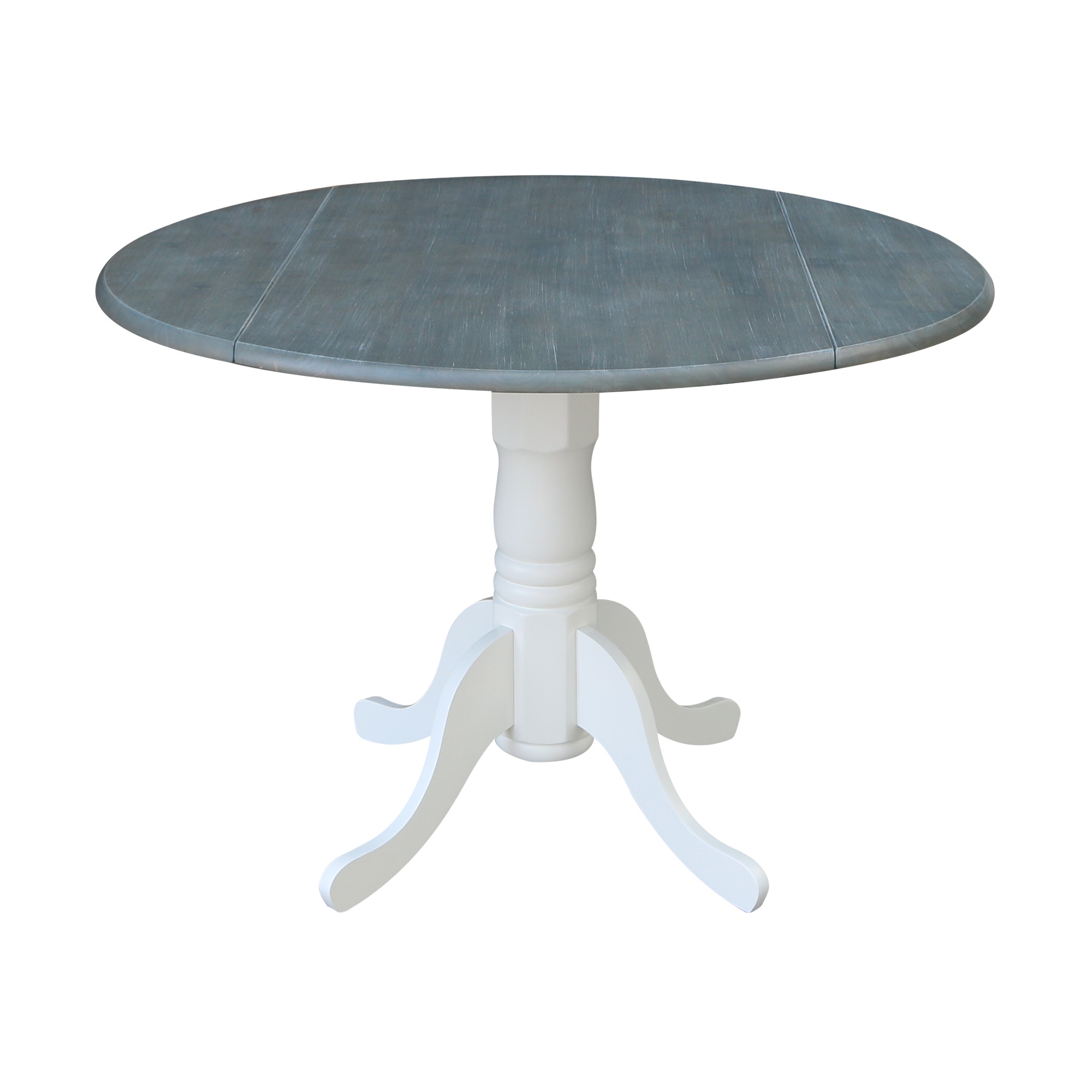 John Thomas Round Dropleaf Pedestal Table in White & Grey T05-42DP