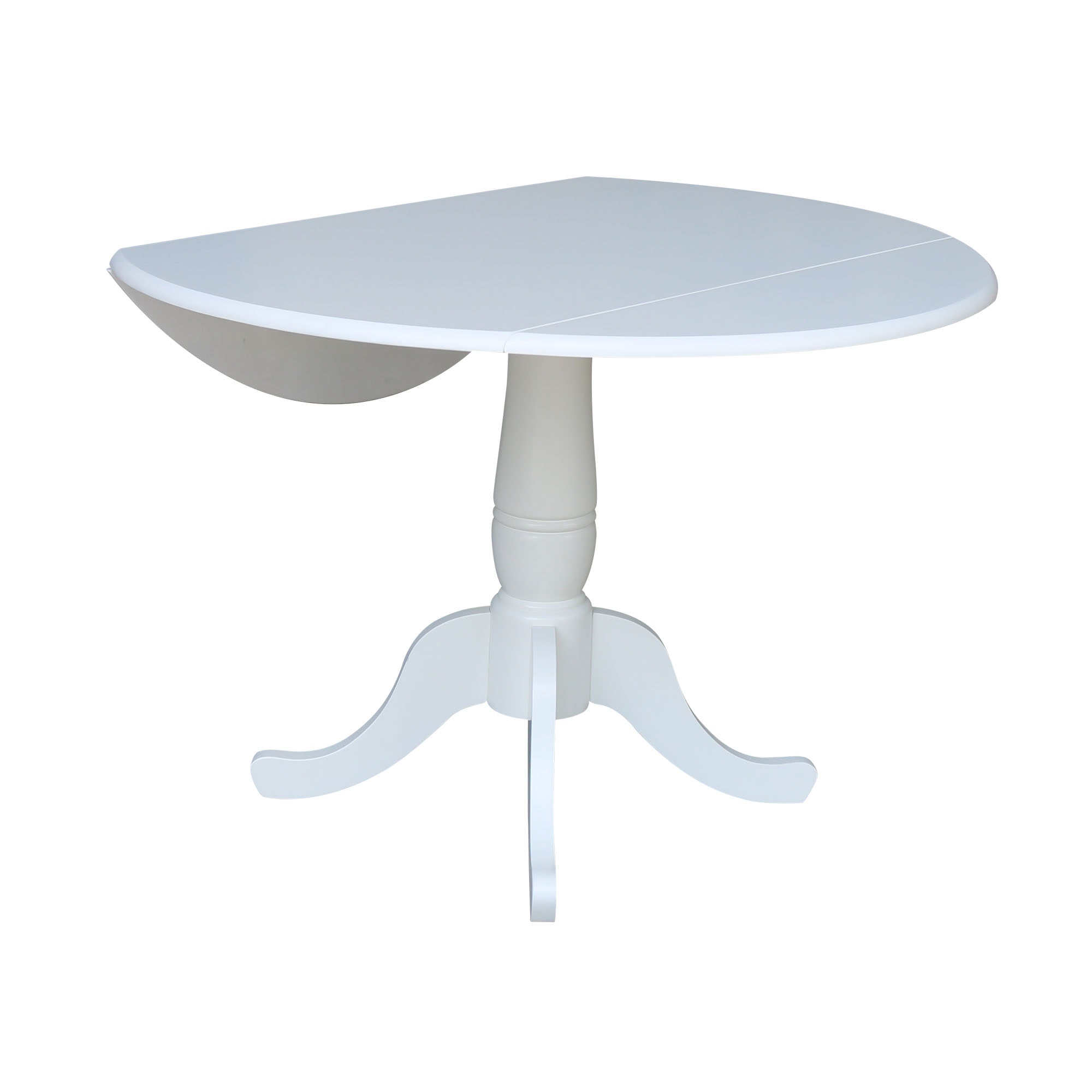 John Thomas Round Dropleaf Pedestal Table in Pure White T08-42DP