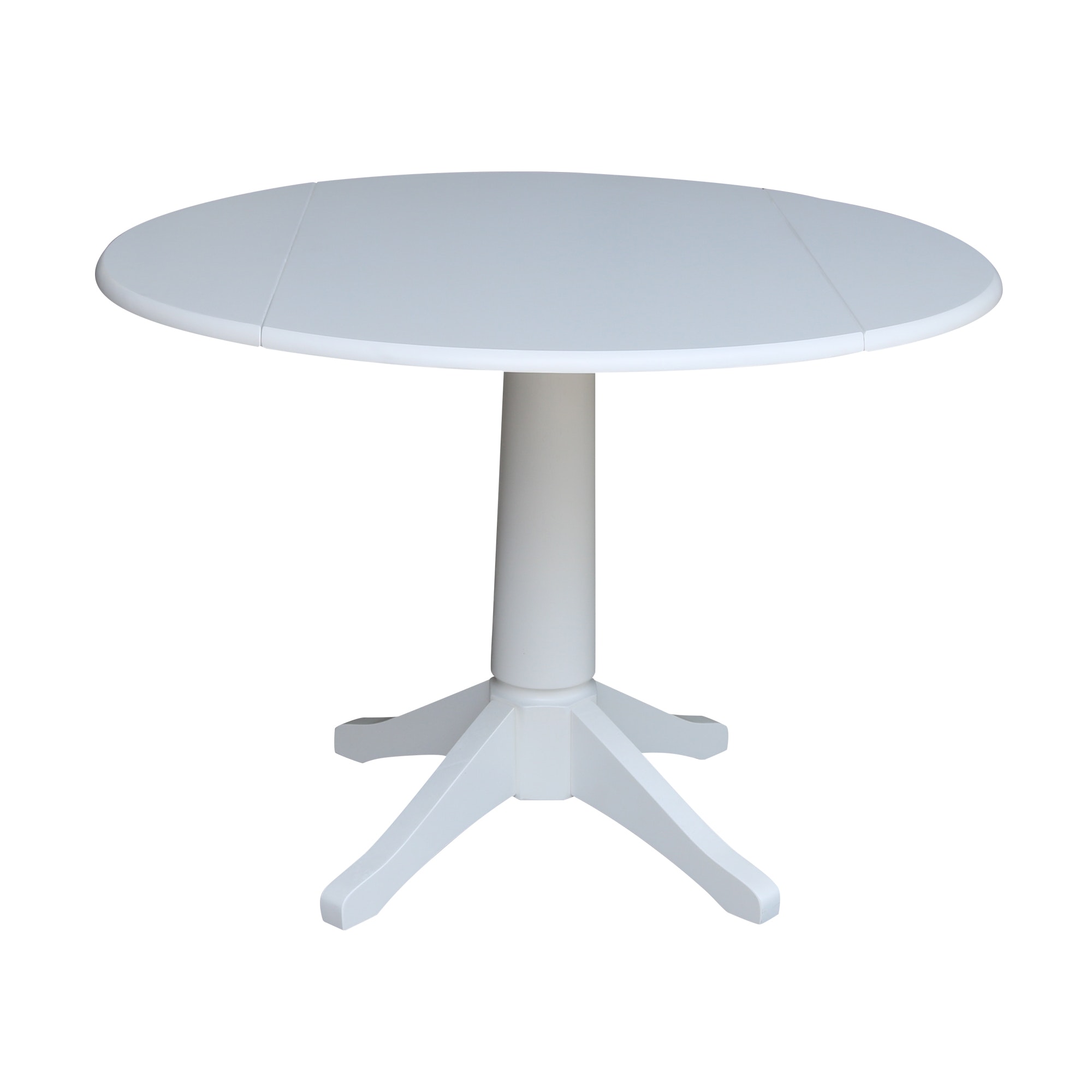 John Thomas Round Dropleaf Pedestal Table in Pure White T08-42DPT/T08-27B