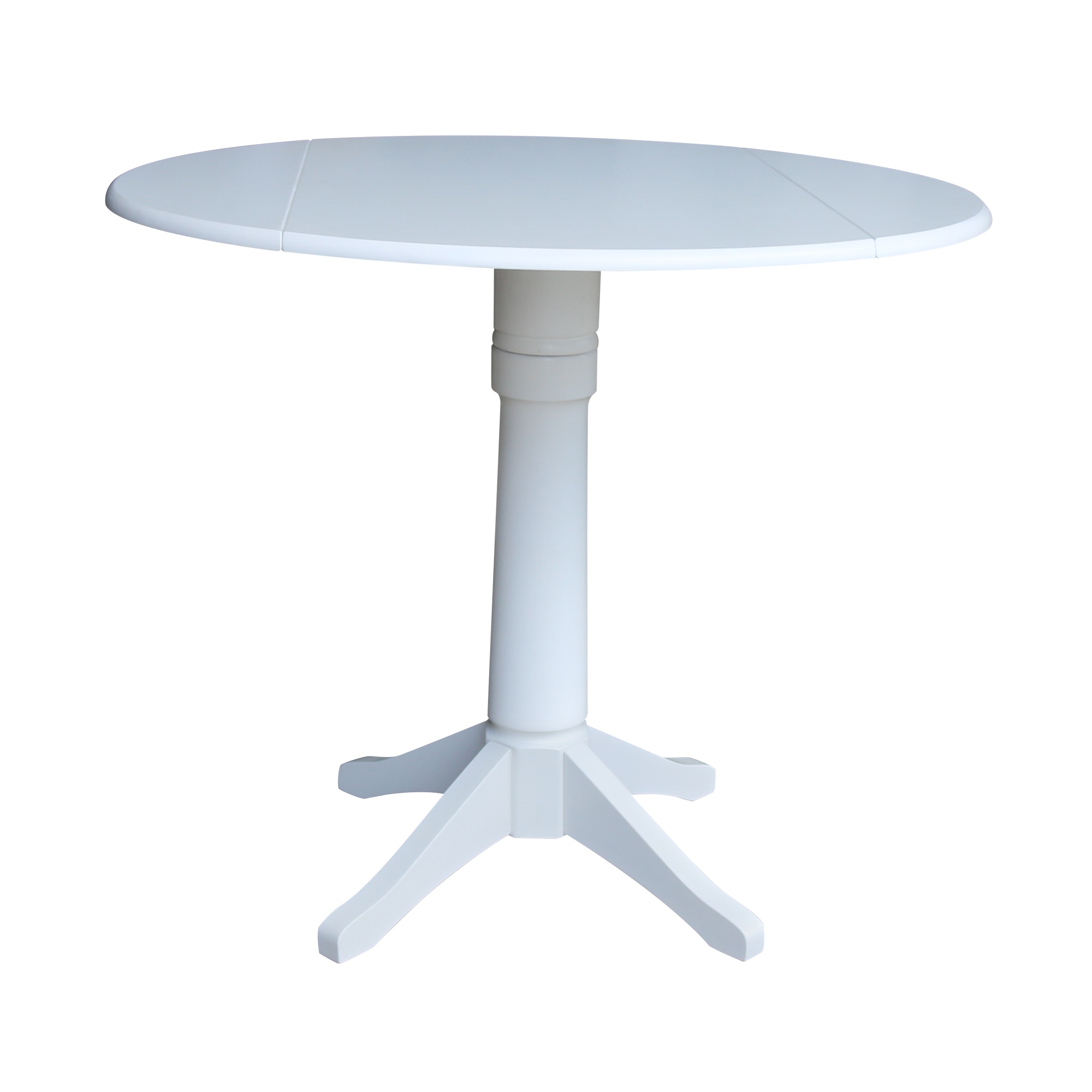 John Thomas Round Dropleaf Pedestal Table in Pure White T08-42DPT/T08-27B/T08-6B