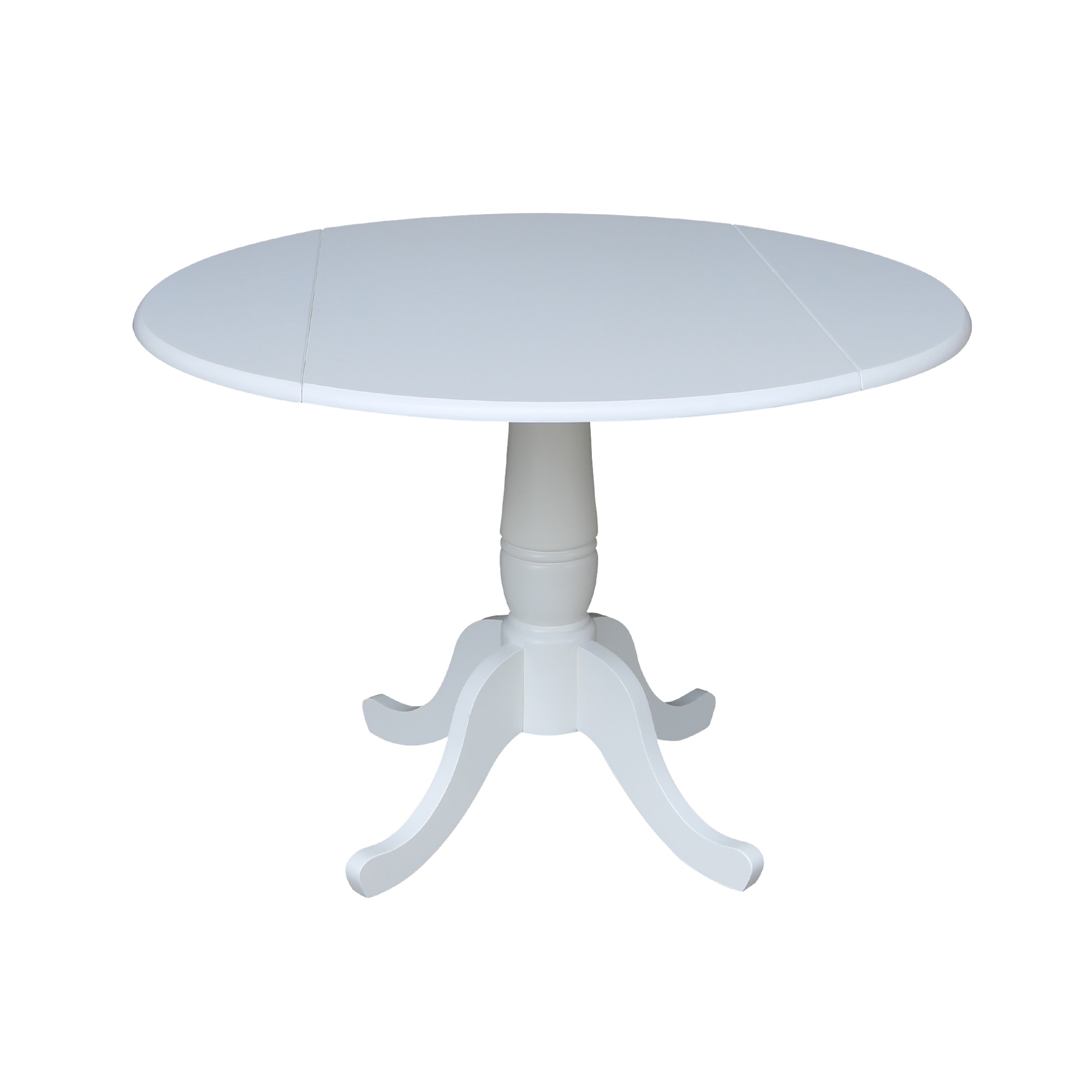 John Thomas Round Dropleaf Pedestal Table in Pure White T08-42DPT/T08-30B