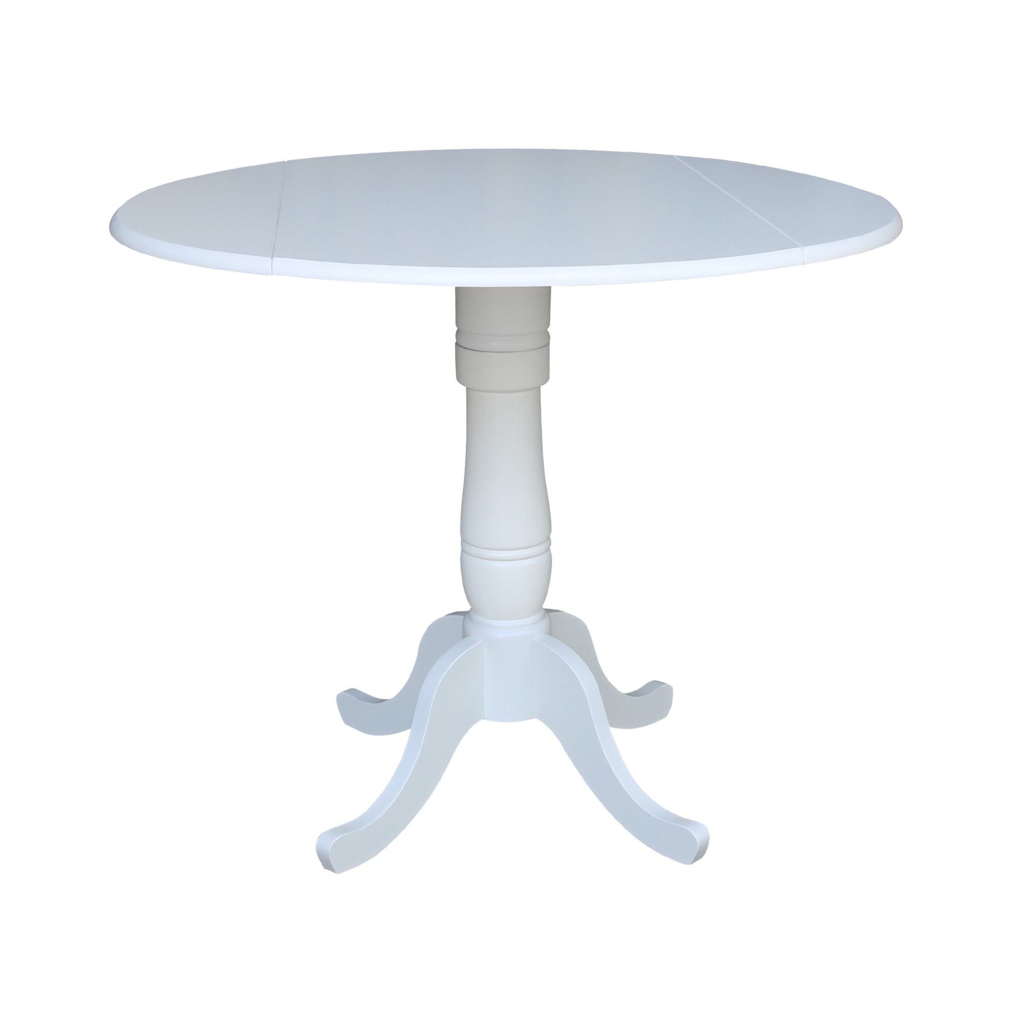 John Thomas Round Dropleaf Pedestal Table in Pure White T08-42DPT_T08-30B_T08-6B