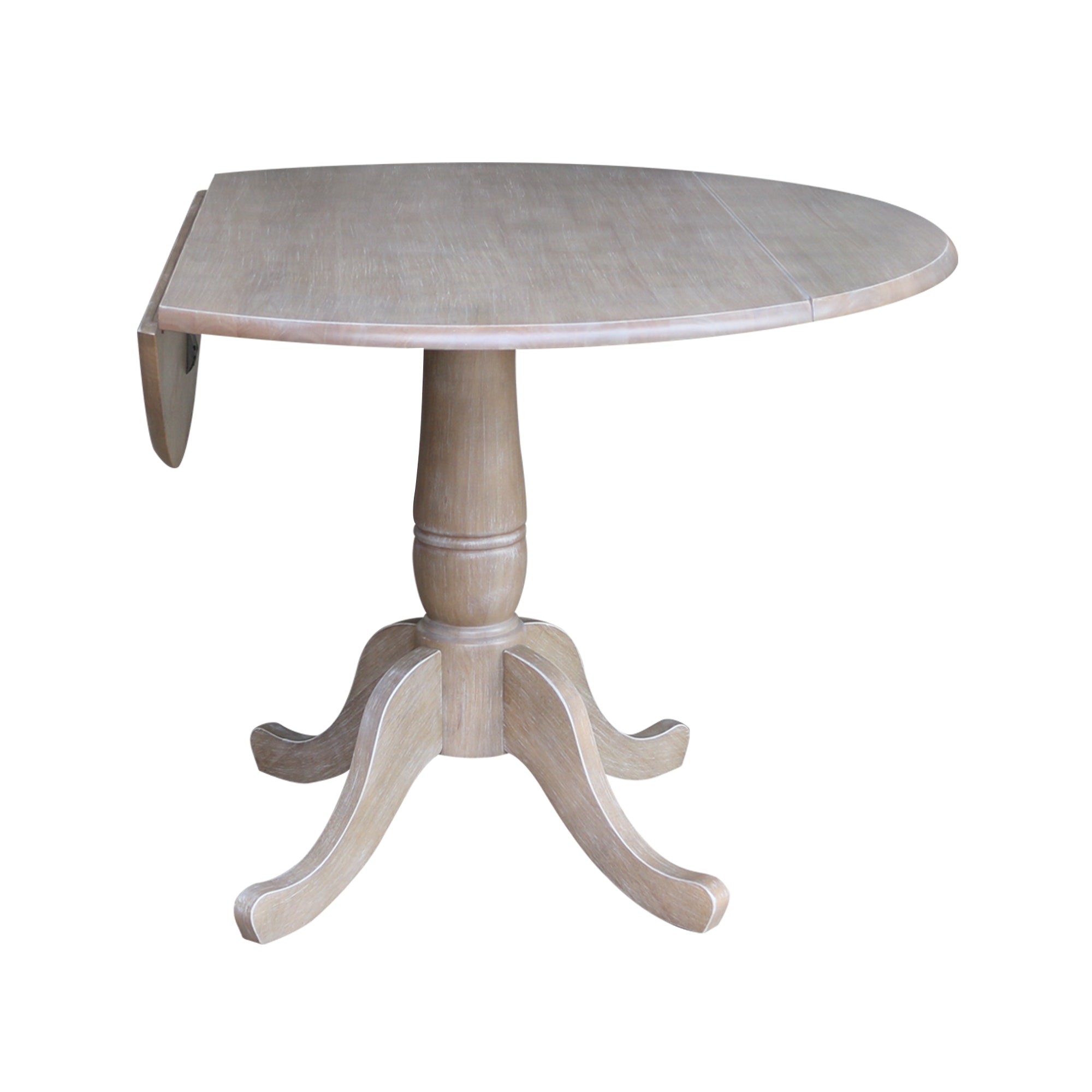 John Thomas Round Dropleaf Pedestal Table in Taupe Gray T09-42DP
