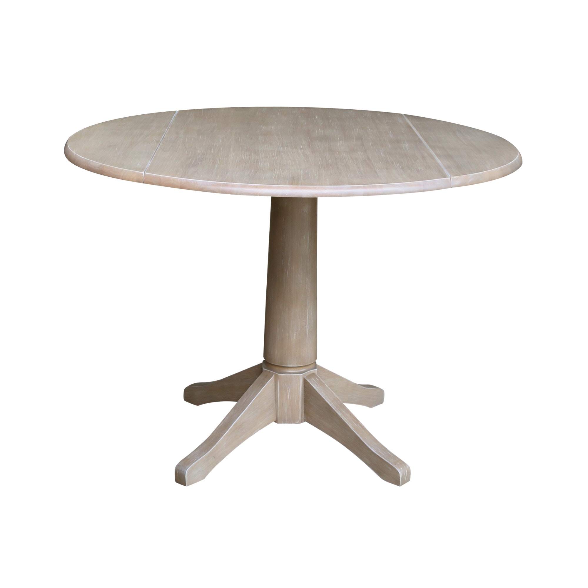 John Thomas Round Dropleaf Pedestal Table in Taupe Gray T09-42DPT/T09-27B