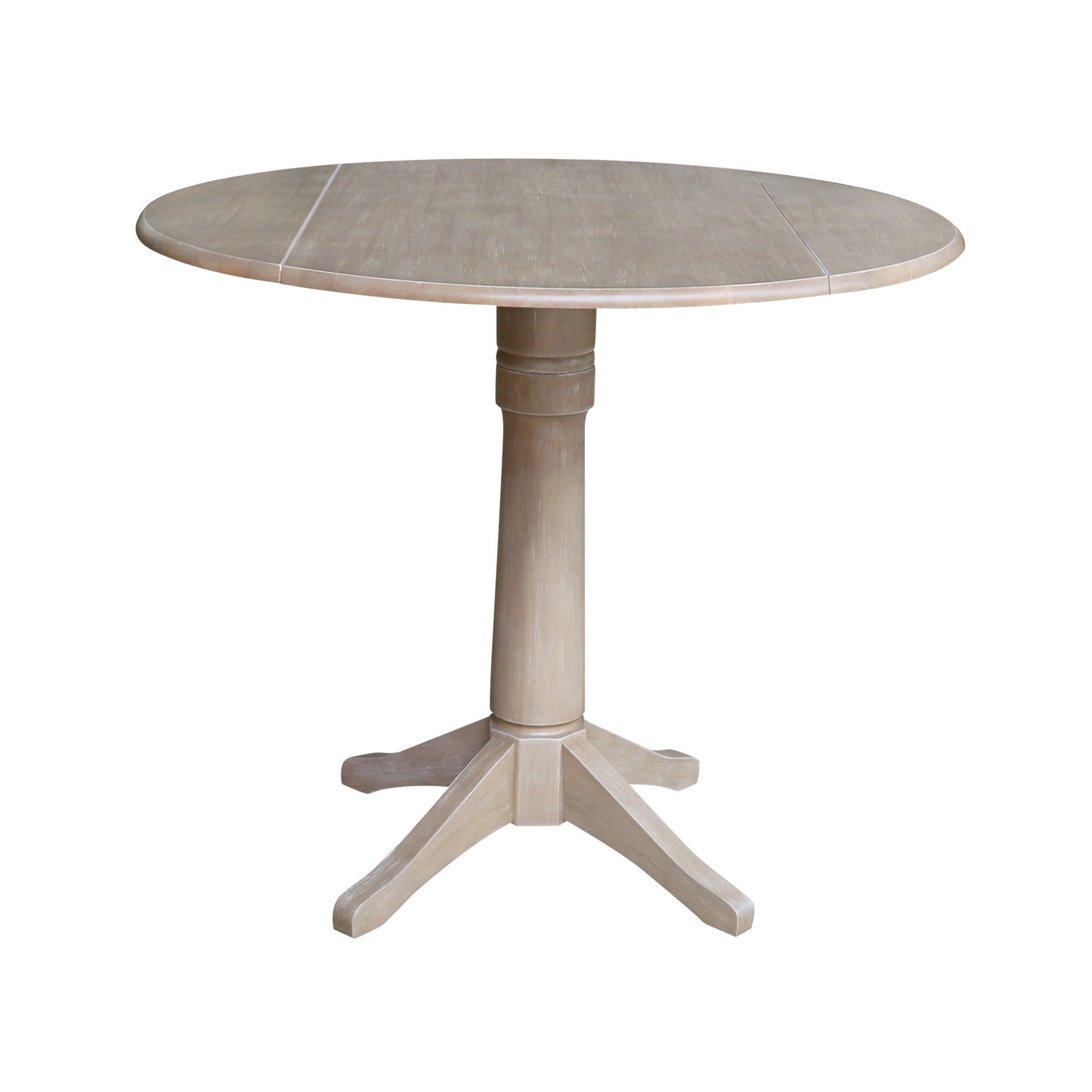 John Thomas Round Dropleaf Pedestal Table in Taupe Gray T09-42DPT/T09-27B/T09-6B