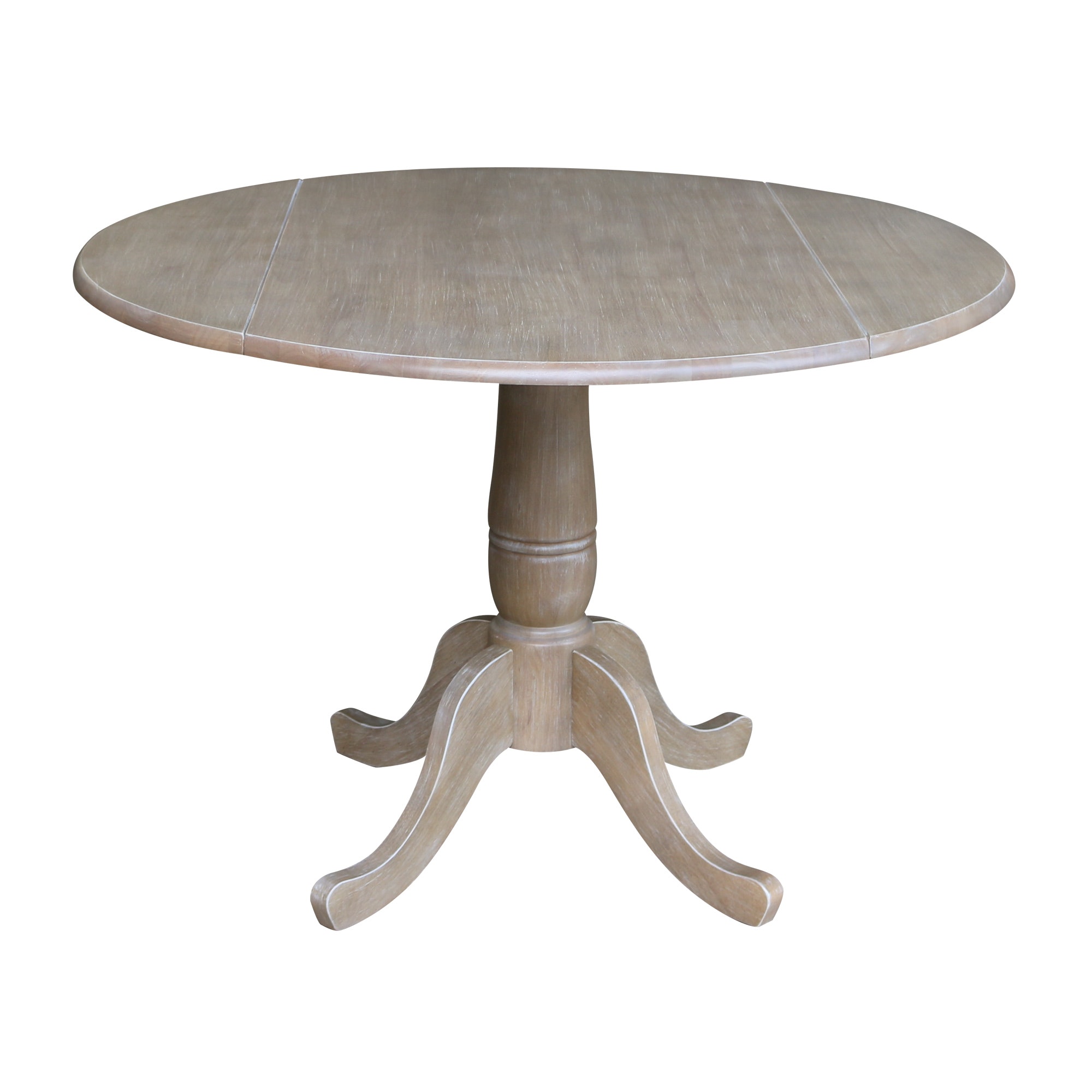John Thomas Round Dropleaf Pedestal Table in Taupe Gray T09-42DPT/T09-30B