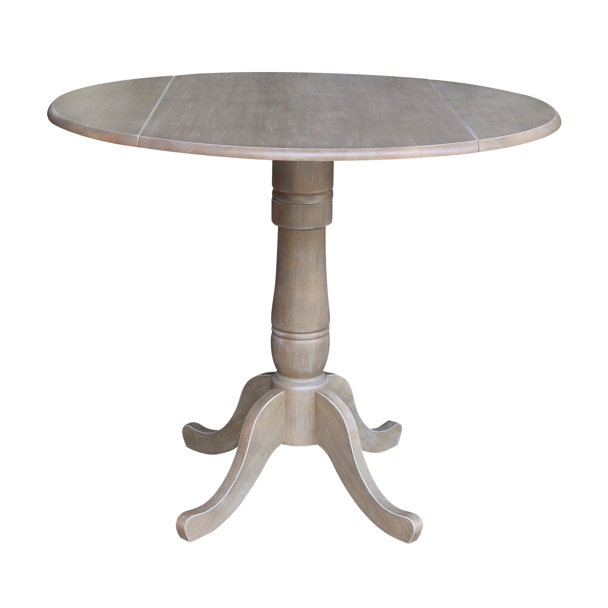 John Thomas Round Dropleaf Pedestal Table in Taupe Gray T09-42DPT/T09-30B/T09-6B